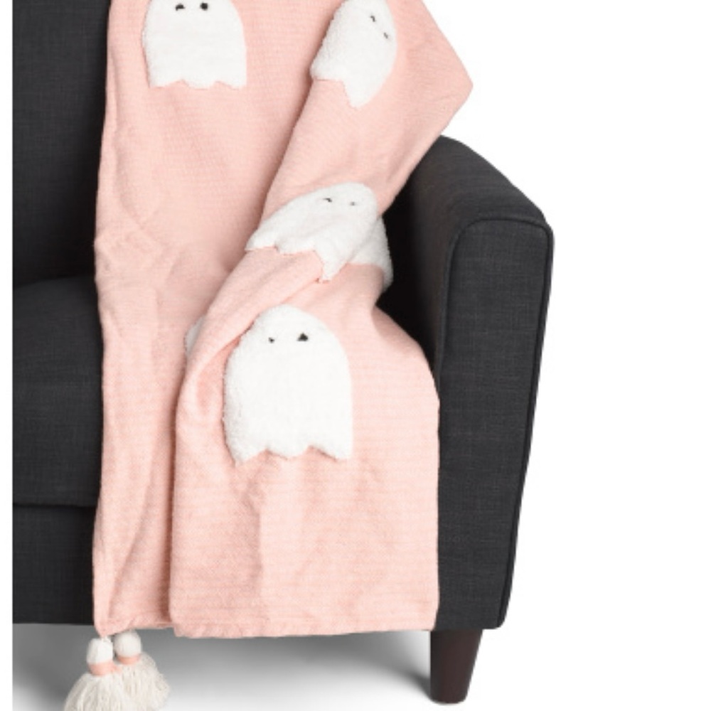 NEW RACHEL ZOE Ghost Throw Blanket Pink Coral NWT - Picture 2 of 3